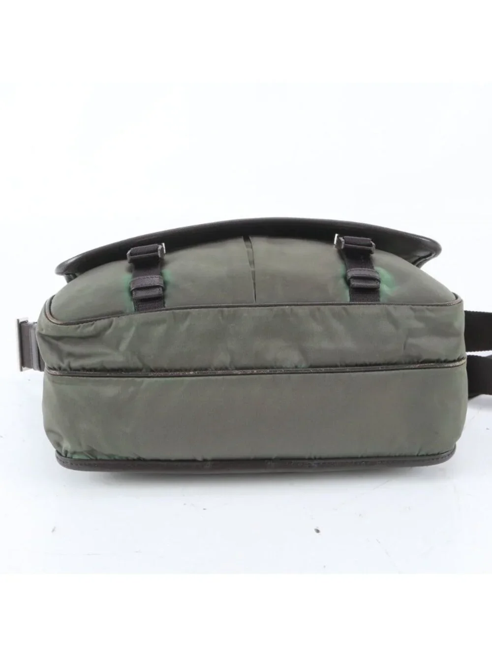 Prada White Tag Tessuto Nylon Triangle Logo Leather Shoulder Bag Messenger